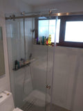 SHOWER DOOR ACERO INOXIDABLE GRIS Y CRISTAL TEMPLADO 10 MM