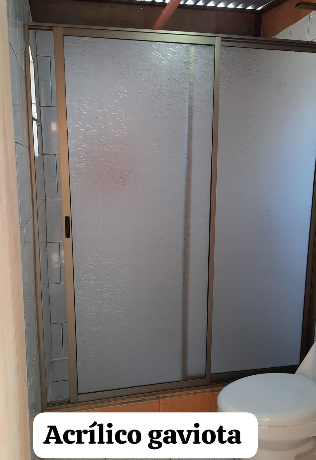 SHOWER DOOR ALUMINIO COLOR TITANIO Y ACRÍLICO GAVIOTA
