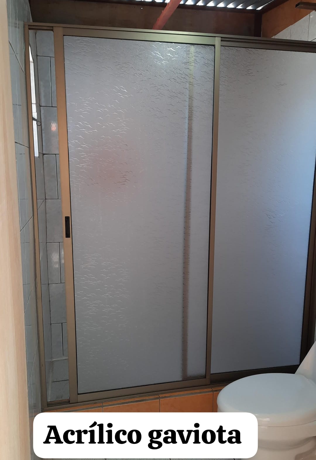 SHOWER DOOR ALUMINIO COLOR TITANIO Y ACRÍLICO GAVIOTA